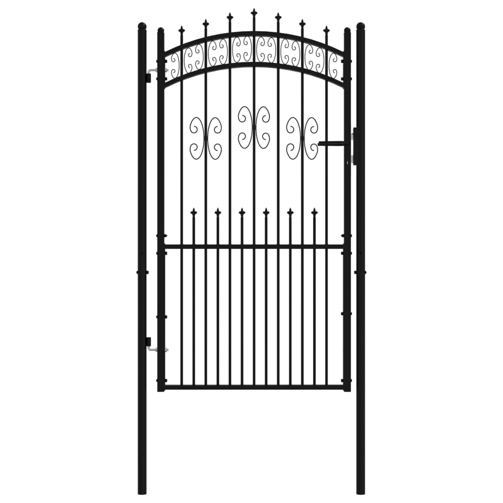 Maison Exclusive - Puerta De Valla Punta Lanza Acero Recubierto Negro 103x225cm