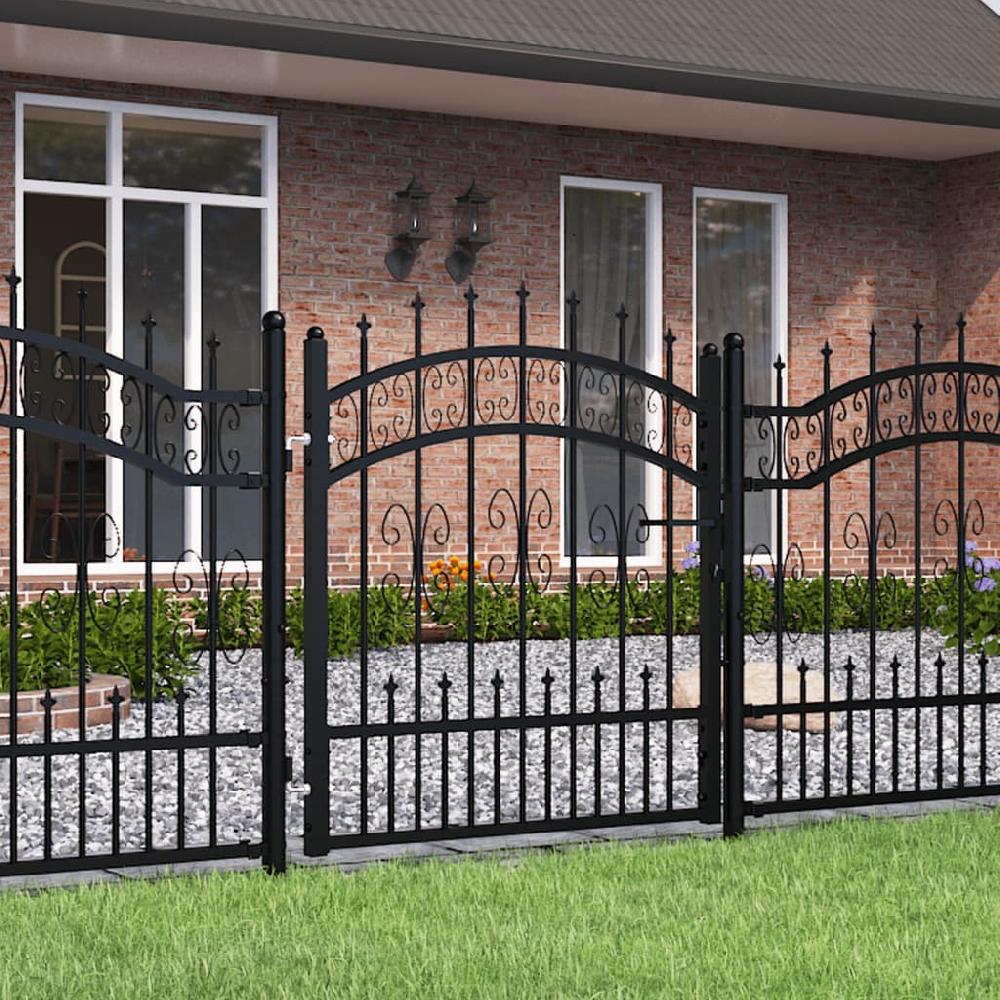 Maison Exclusive - Puerta de valla punta lanza acero recubierto negro 103x150cm