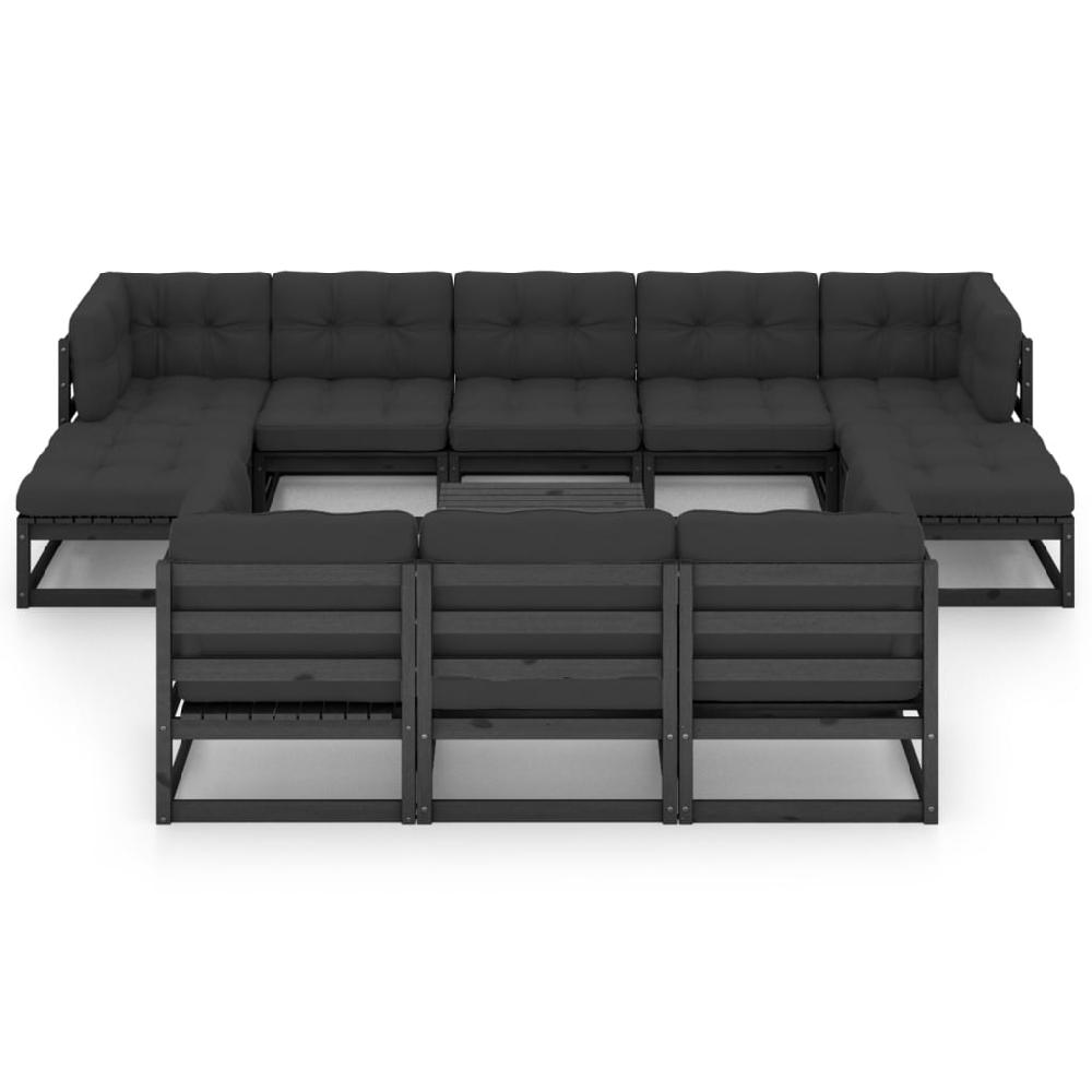 Maison Exclusive - Set De Muebles De Jardín 10 Pzas Con Cojines Madera Pino Negro