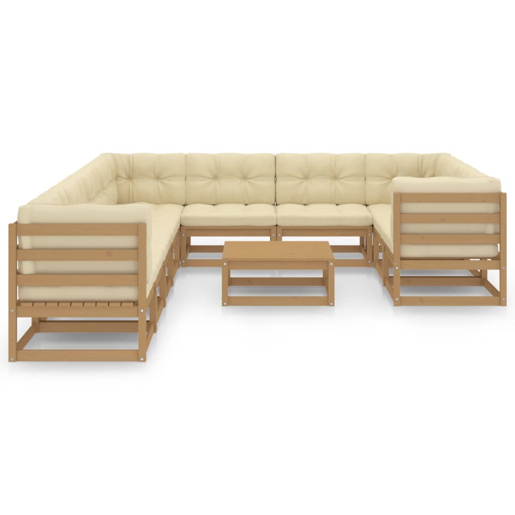 Maison Exclusive - Set De Muebles De Jardín 11 Pzs Cojines Madera Pino Marrón Miel