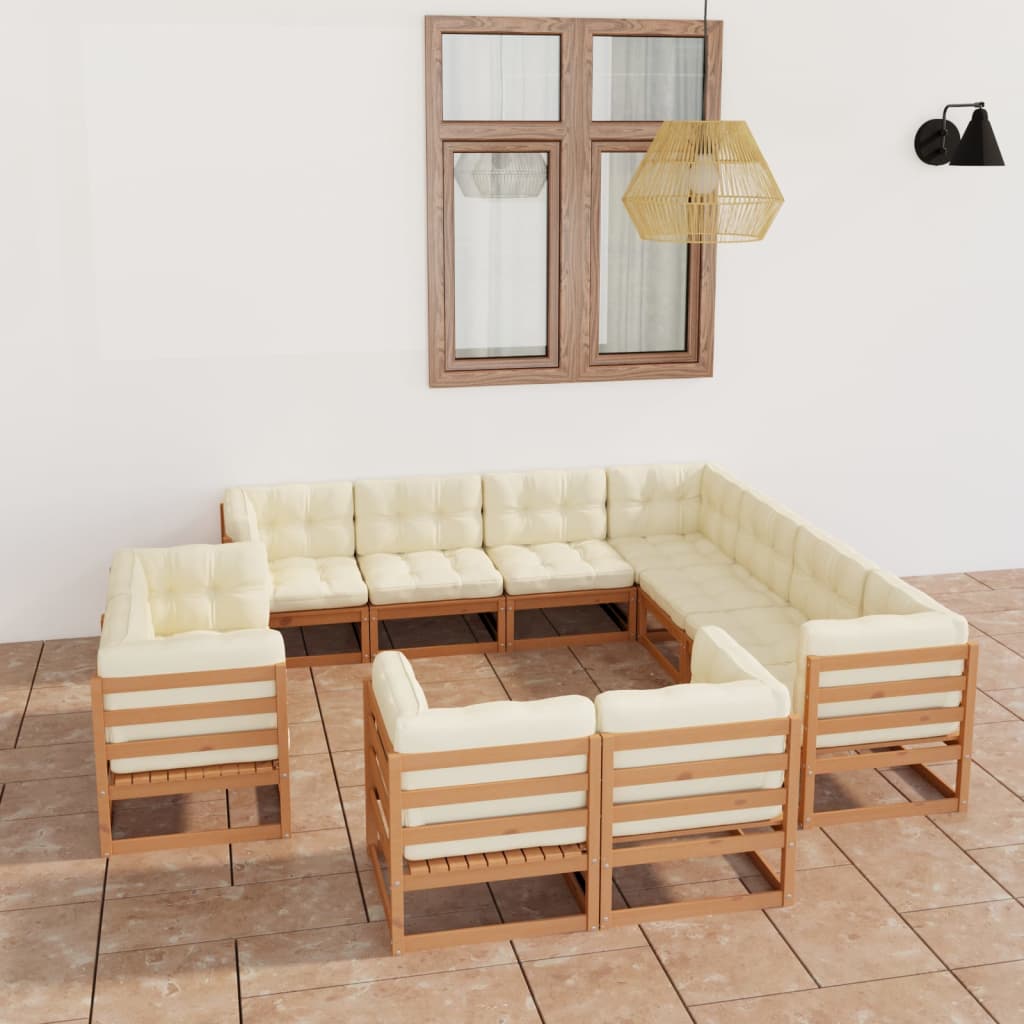 Maison Exclusive - Set de muebles de jardín 11 pzs cojines madera pino marrón miel
