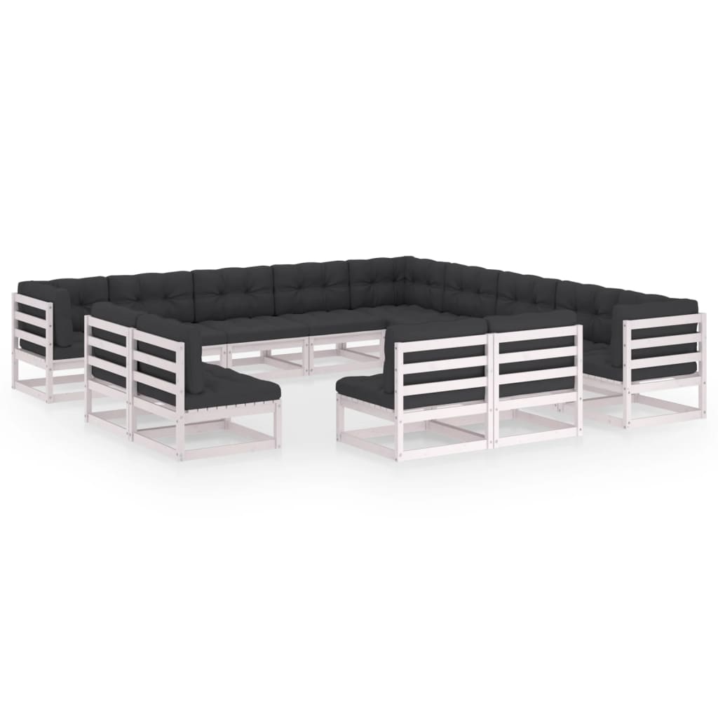 Maison Exclusive - Set de muebles de jardín 13 pzas con cojines madera pino blanco