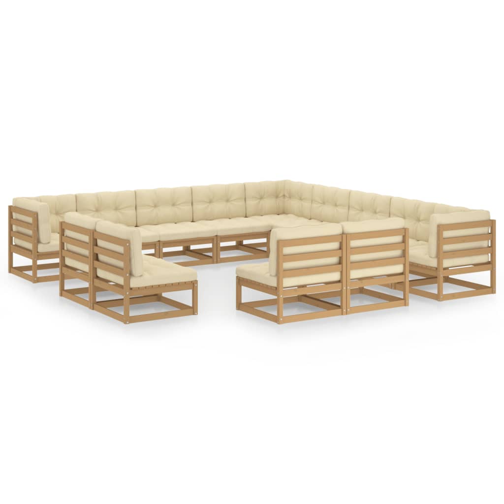 Maison Exclusive - Set de muebles de jardín 13 pzs cojines madera pino marrón miel