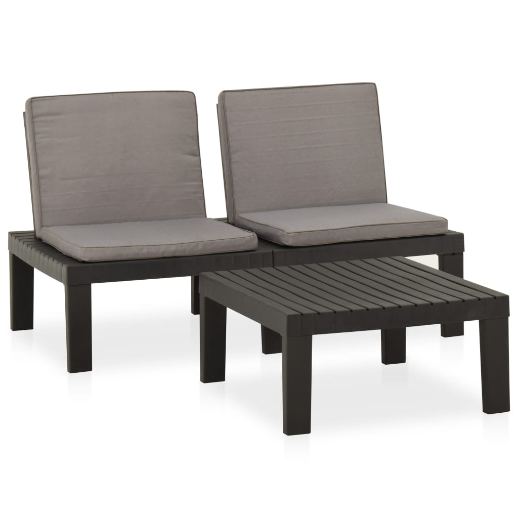 Maison Exclusive - Set De Muebles De Jardín 2 Piezas Con Cojines Plástico Gris