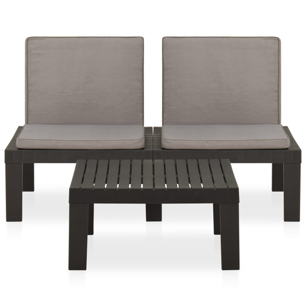 Maison Exclusive - Set De Muebles De Jardín 2 Piezas Con Cojines Plástico Gris