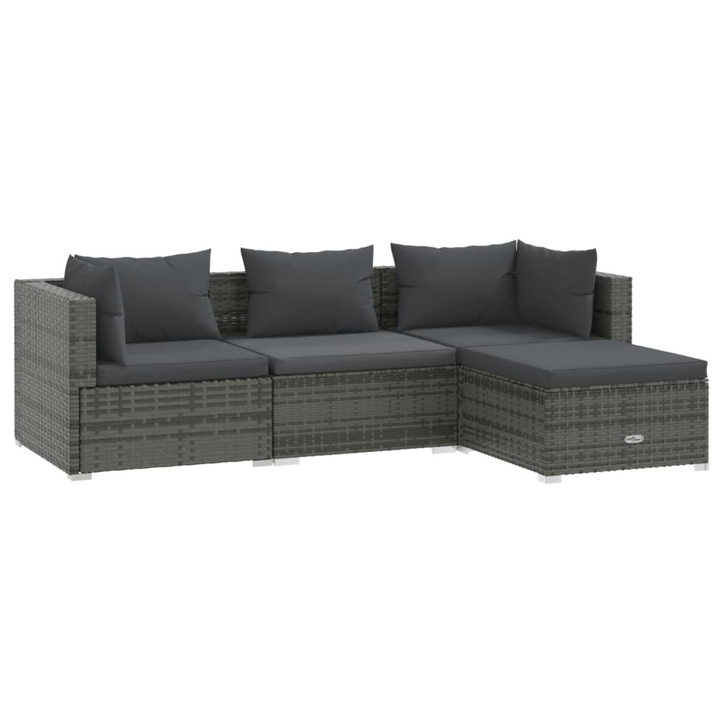 Maison Exclusive - Set De Muebles De Jardín 4 Pzas Y Cojines Ratán Sintético Gris
