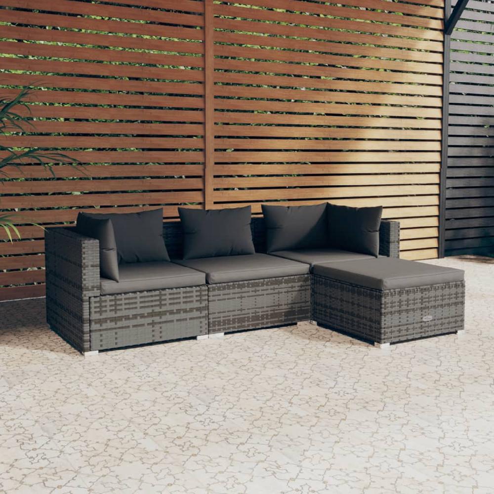 Maison Exclusive - Set de muebles de jardín 4 pzas y cojines ratán sintético gris