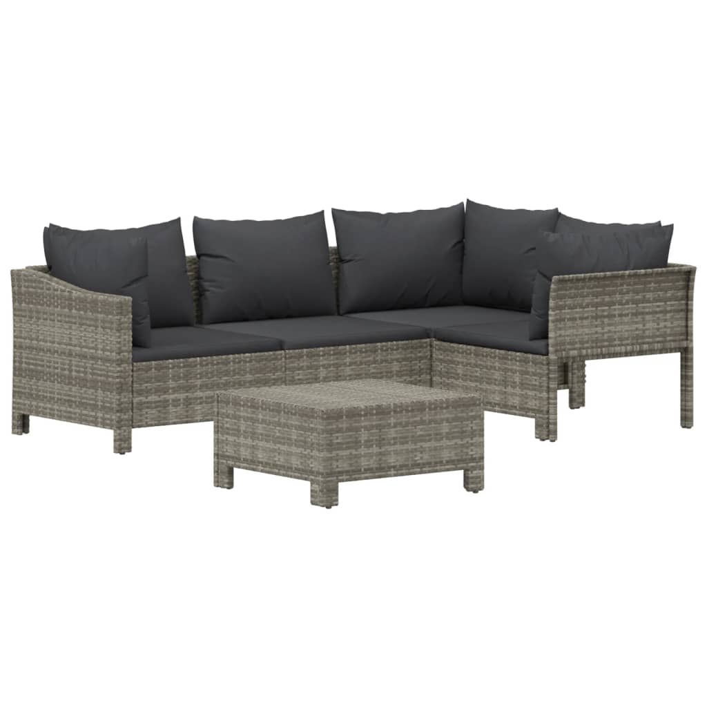 Maison Exclusive - Set De Muebles De Jardín 5 Pzas Y Cojines Ratán Sintético Gris