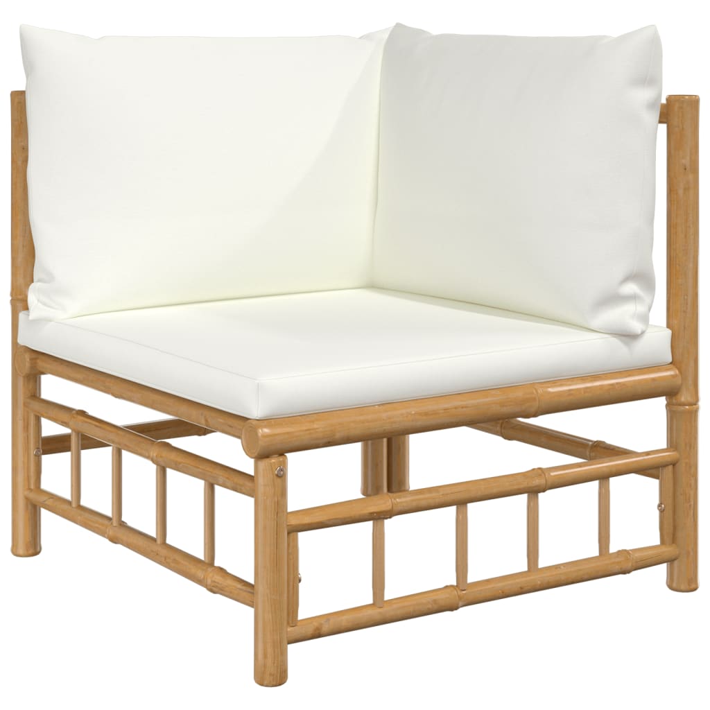 Maison Exclusive - Set De Muebles De Jardín 9 Piezas Bambú Y Cojines Blanco Crema