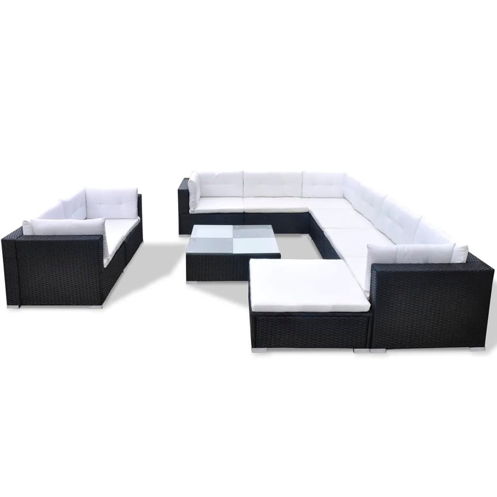 Maison Exclusive - Set Muebles De Jardín 10 Piezas Y Cojines Ratán Sintético Negro