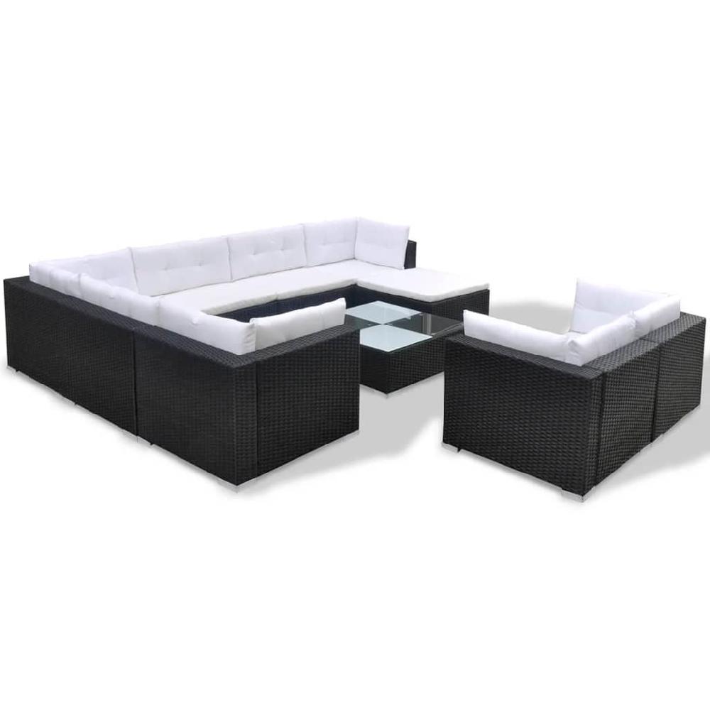 Maison Exclusive - Set Muebles De Jardín 10 Piezas Y Cojines Ratán Sintético Negro