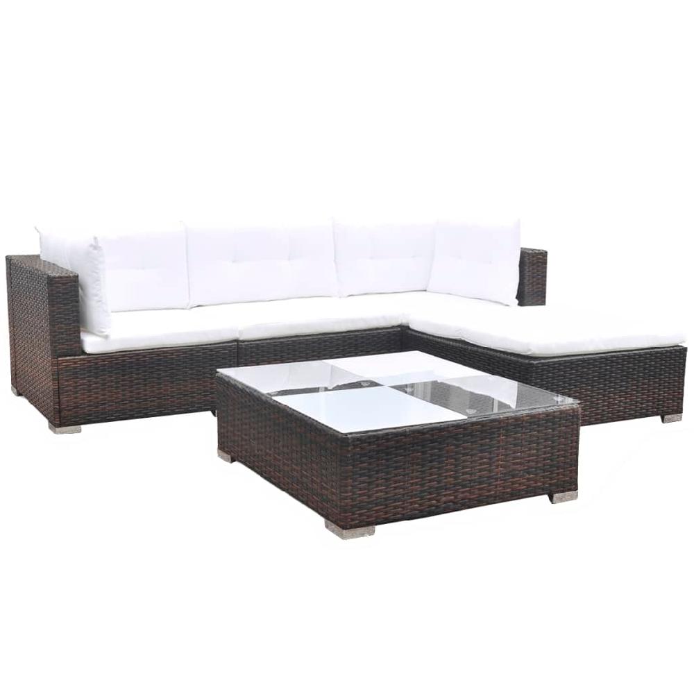Maison Exclusive - Set Muebles De Jardín 5 Piezas Y Cojines Ratán Sintético Marrón