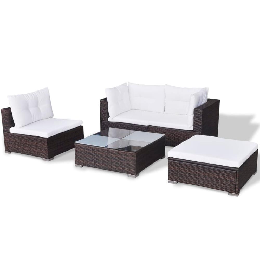 Maison Exclusive - Set Muebles De Jardín 5 Piezas Y Cojines Ratán Sintético Marrón