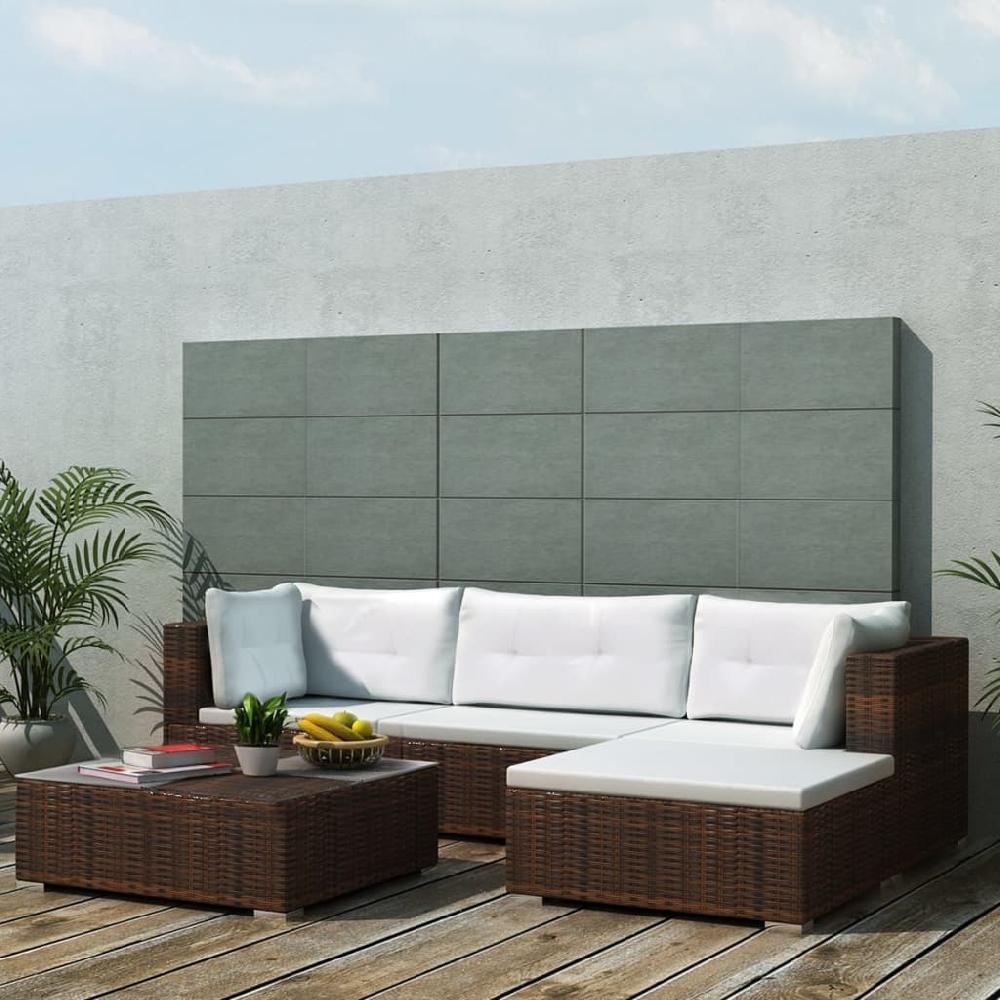 Maison Exclusive - Set muebles de jardín 5 piezas y cojines ratán sintético marrón