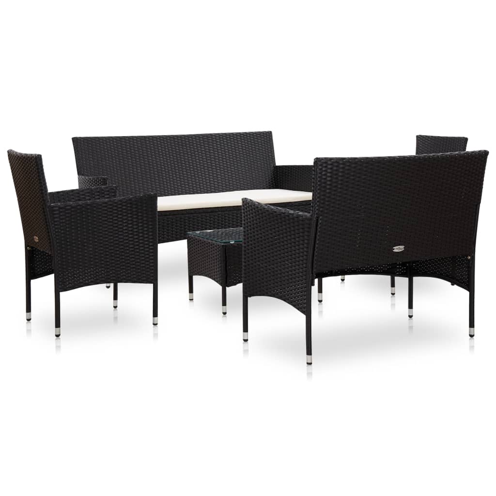 Maison Exclusive - Set Muebles De Jardín Y Cojines 5 Piezas Ratán Sintético Negro