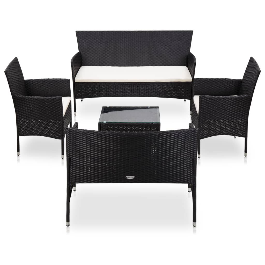 Maison Exclusive - Set muebles de jardín y cojines 5 piezas ratán sintético negro
