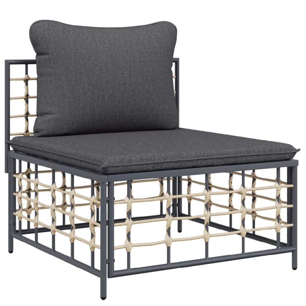 Maison Exclusive - Sofá Central De Jardín Con Cojines Ratán Sintético Gris Oscuro