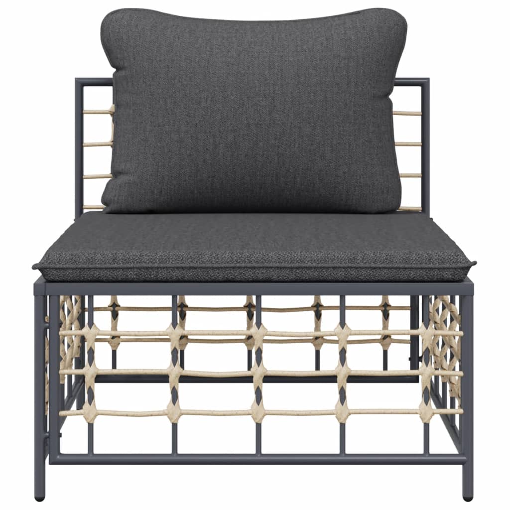 Maison Exclusive - Sofá Central De Jardín Con Cojines Ratán Sintético Gris Oscuro