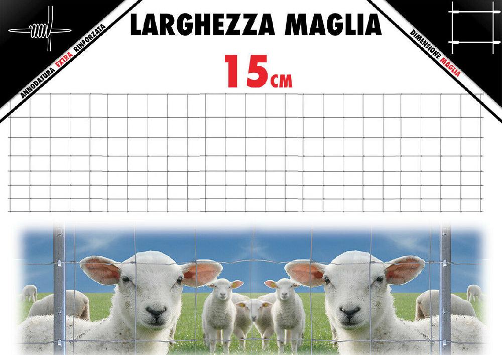 Malla De Montaña Para Cercados De Animales Con Luz De Malla Decreciente Rollo 50mt. H100cm. - Ancho De Malla 15cm