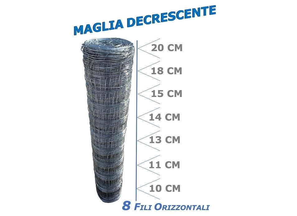 Malla De Montaña Para Cercados De Animales Con Luz De Malla Decreciente Rollo 50mt. H100cm. - Ancho De Malla 15cm