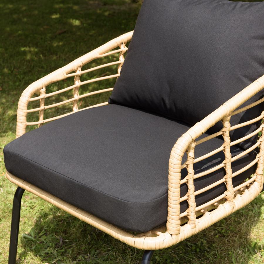 MALO - Conjunto De 2 Sillones De Ratán Sintético Y Mesa De Centro Redonda