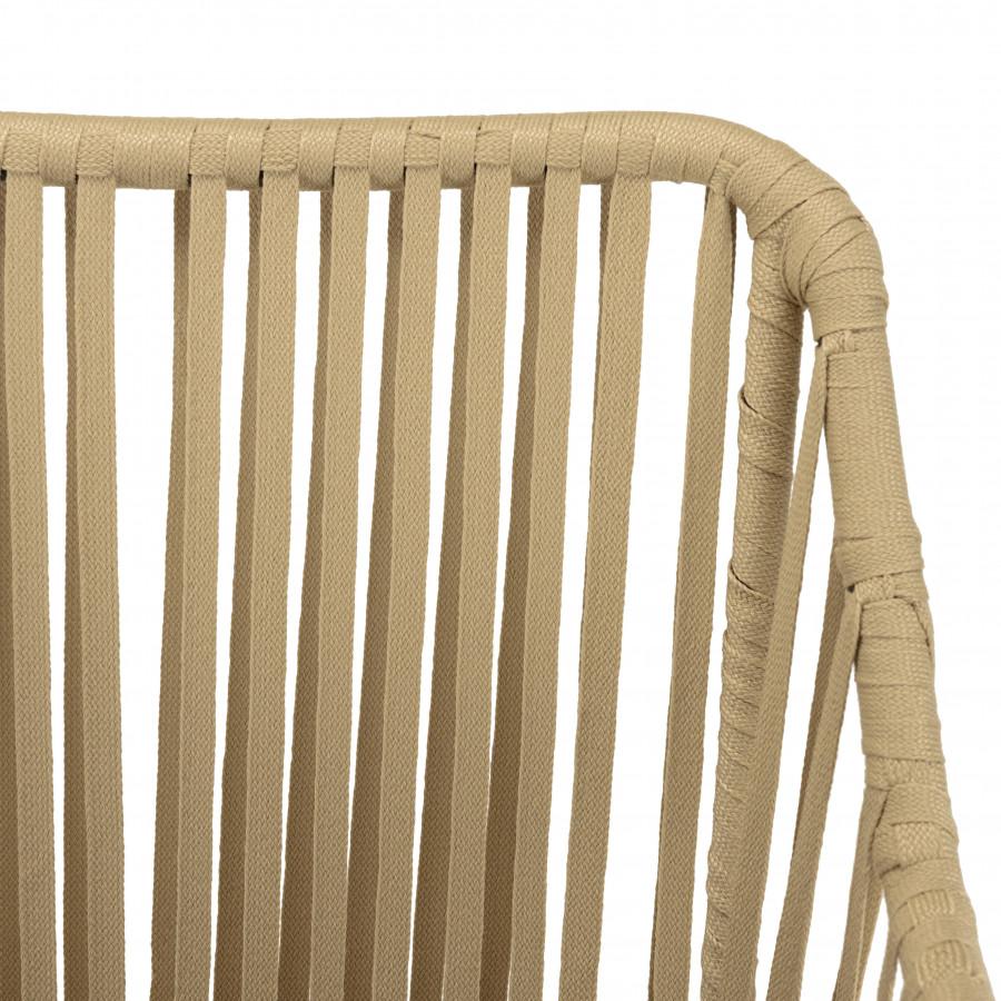 MALO - MUEBLES DE JARDÍN PARA 2 PERSONAS - Mesa Redonda 70x70cm Y 2 Sillones De Cuerda Beige Y Negra