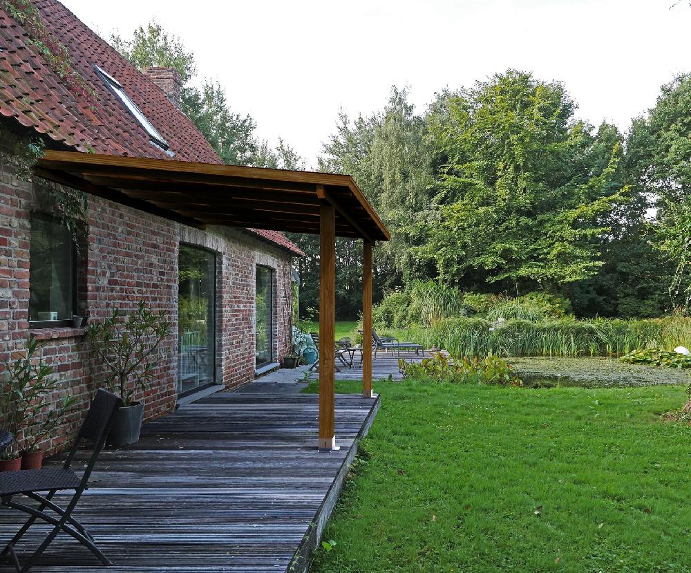 Marquesina de madera laminada Ordesa marrón 400 x 300 cm