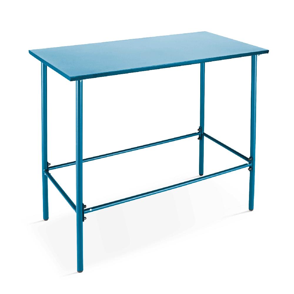 Mesa alta de comedor de metal azul pacífico de 120 cm Palavas - Oviala