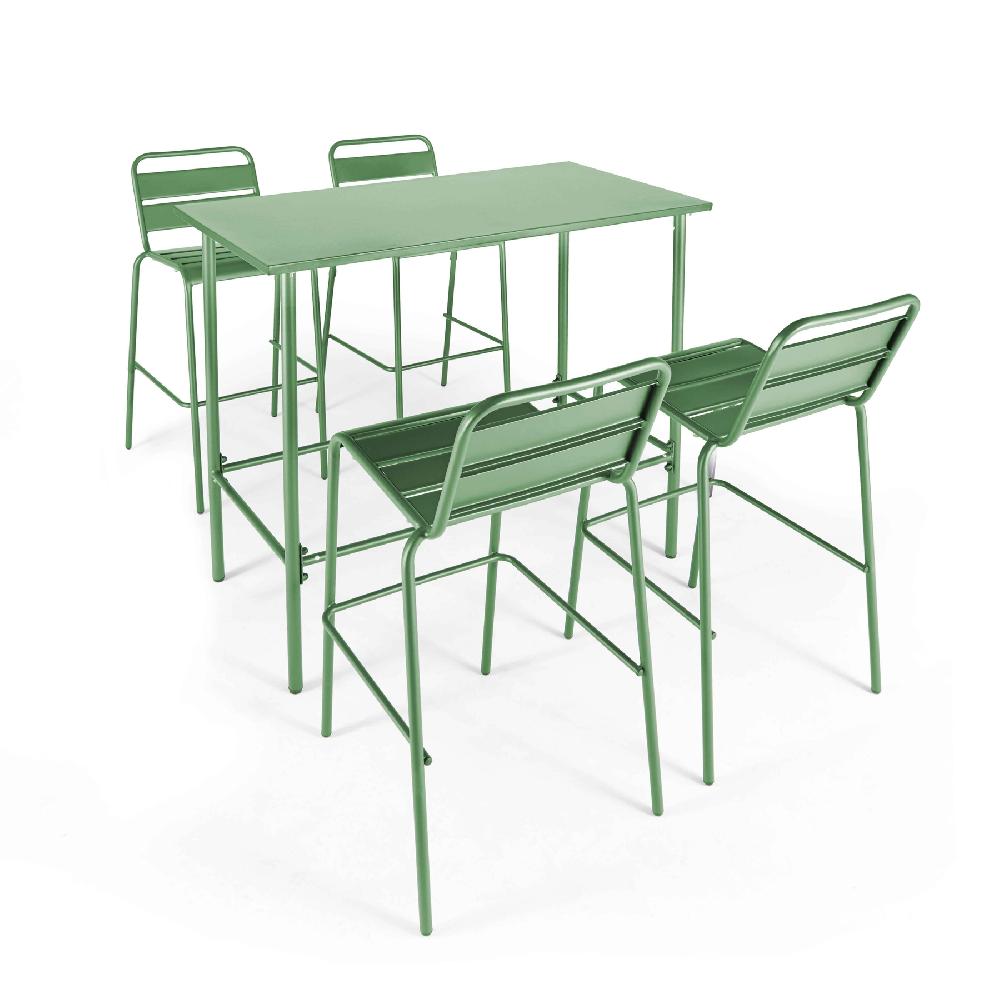 Mesa Alta De Comedor De Metal Verde Cactus De 120 Cm Palavas - Oviala
