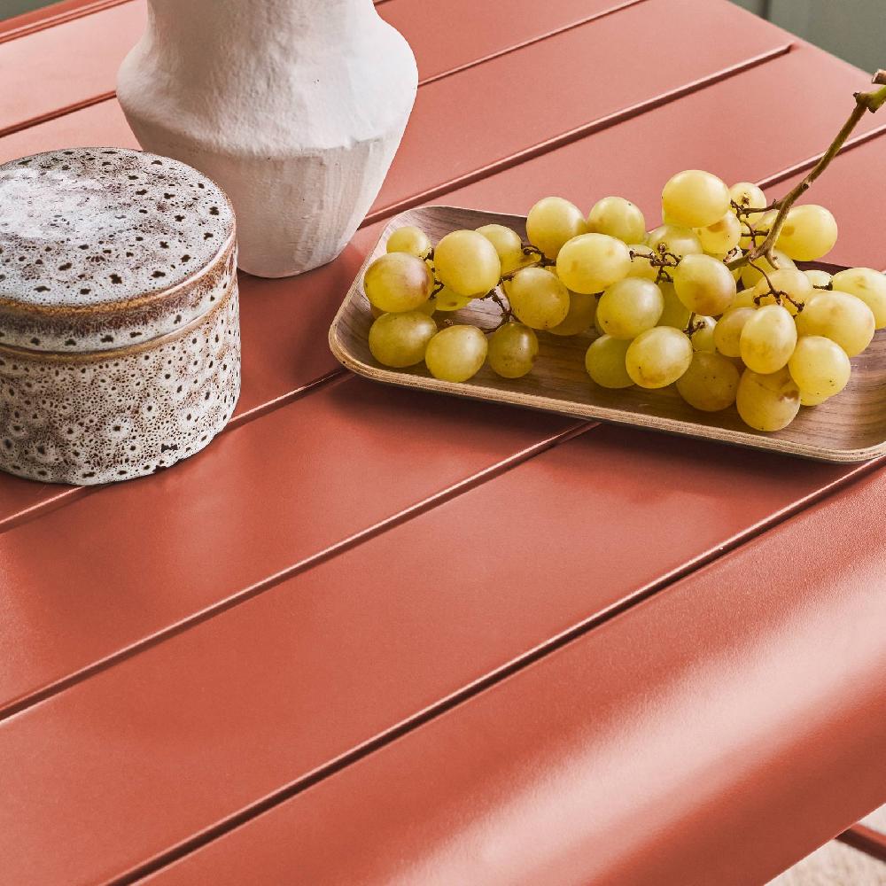 Mesa Alta De Jardín 2 Sillas Altas De Acero Amelia Terra Cotta 70x70x95 Cm