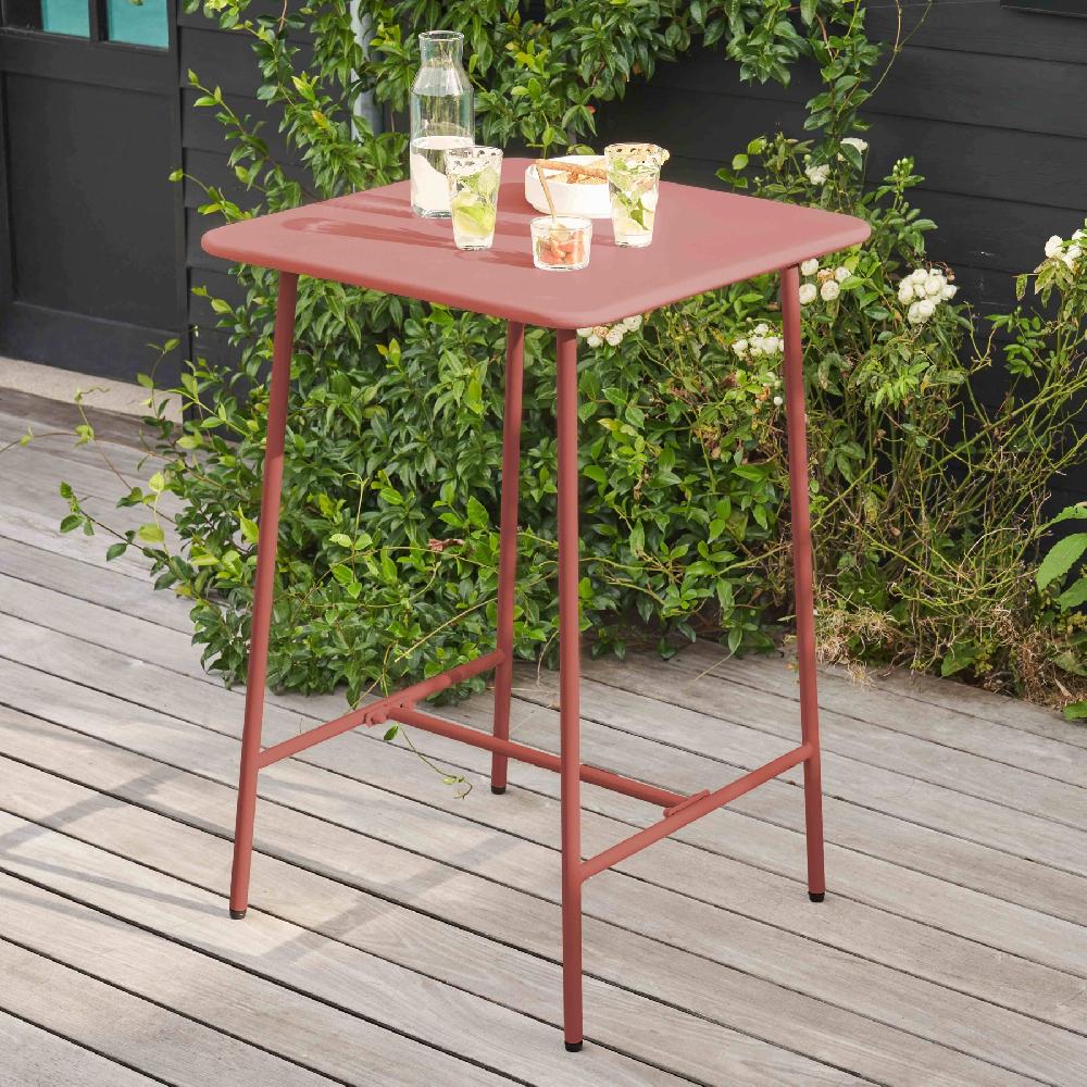 Mesa Alta De Jardín Cuadrada De Acero Arcilla De 70 Cm Palavas - Oviala