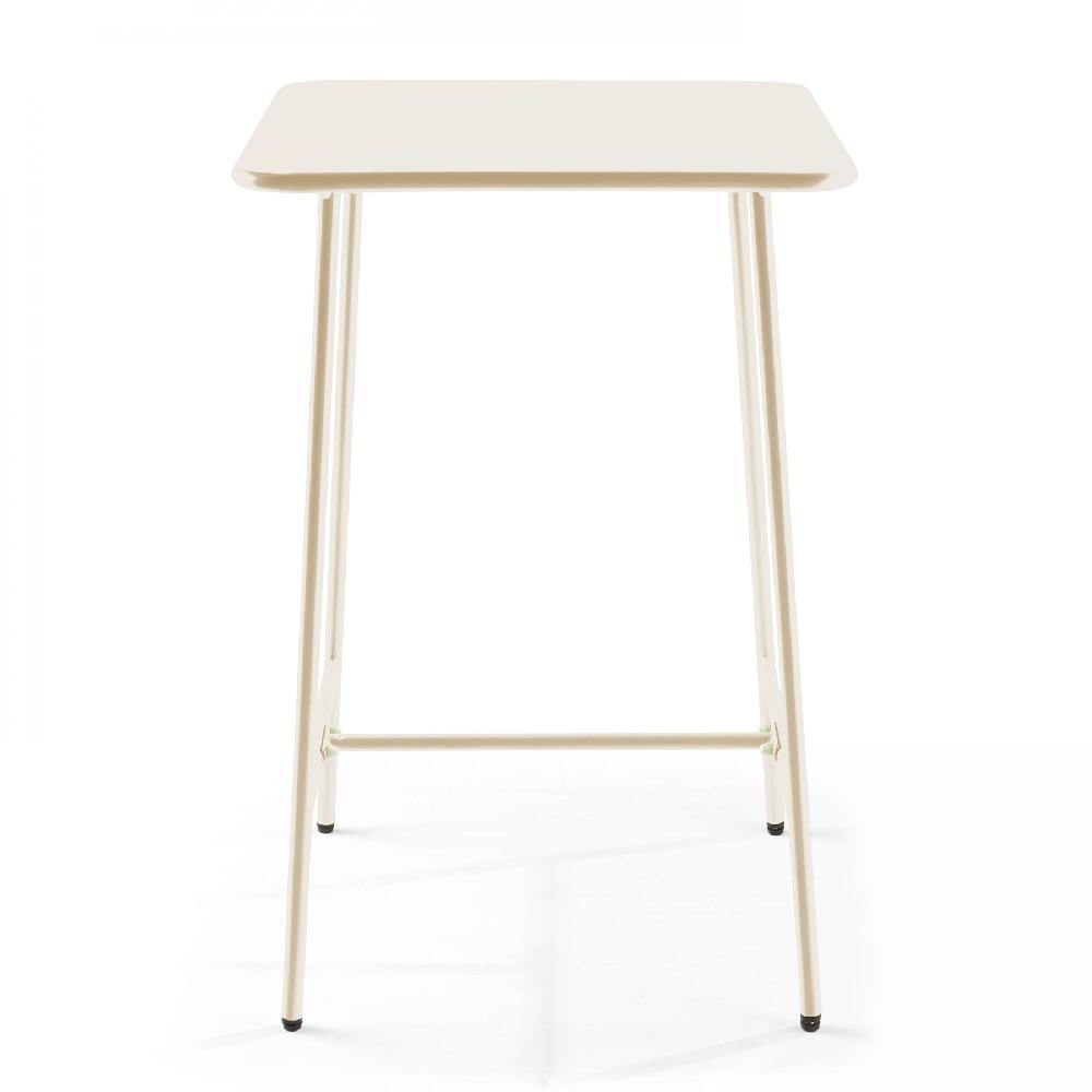 Mesa Alta De Jardín Cuadrada De Acero Color Marfil De 70 Cm Palavas - Oviala