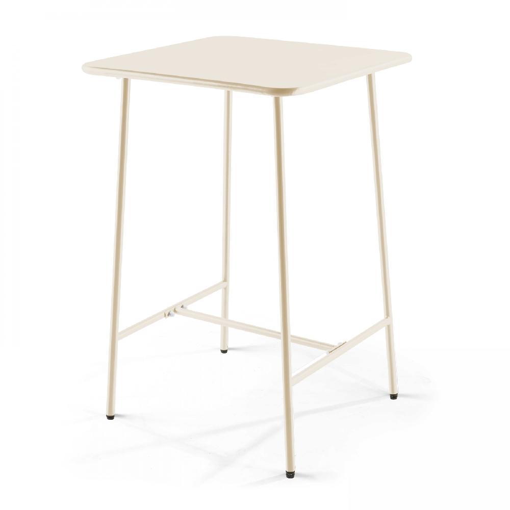 Mesa alta de jardín cuadrada de acero color marfil de 70 cm Palavas - Oviala
