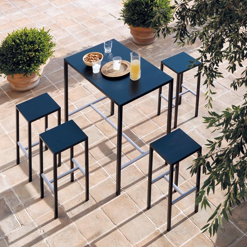 Mesa Alta De Jardín De Metal "Seaside" 105x60 Cm 110h Gris Antiguo