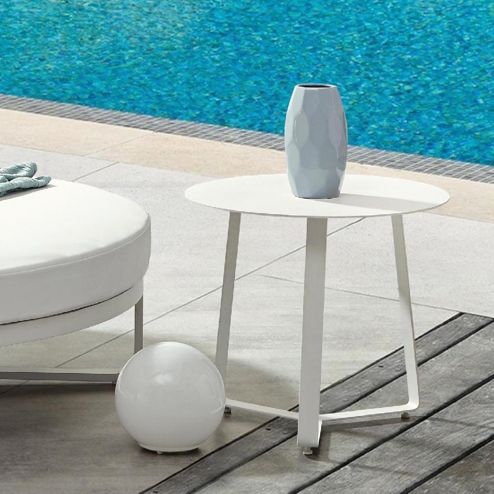 Mesa Auxiliar Bangor Diam 60cm Exterior Y Jardín De Aluminio Taupe