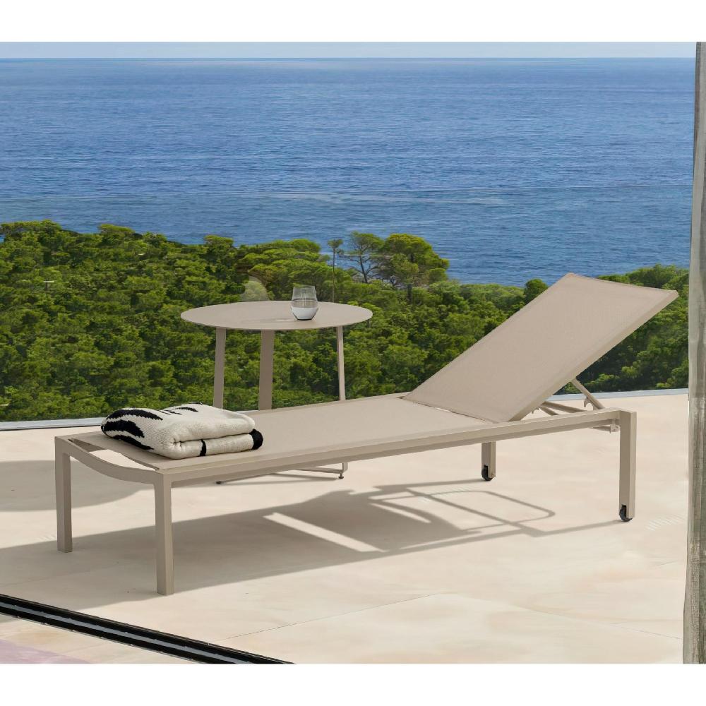 Mesa Auxiliar Bangor Diam 60cm Exterior Y Jardín De Aluminio Taupe