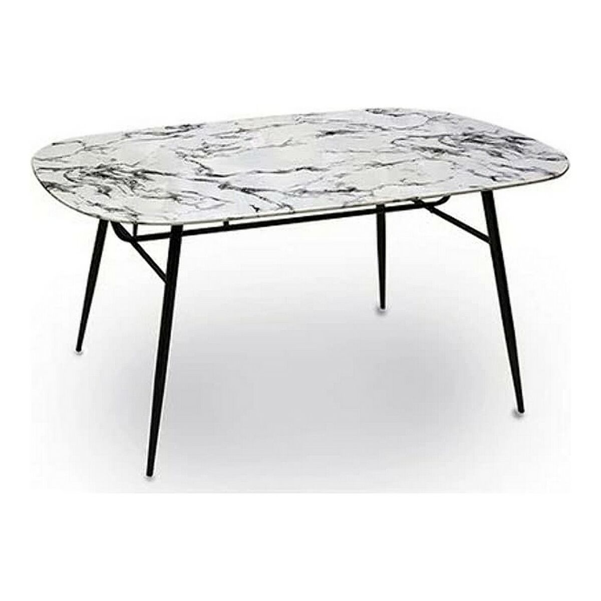 Mesa Auxiliar Blanco Negro Metal Melamina Madera MDF 90 X 76 5 X 160 Cm