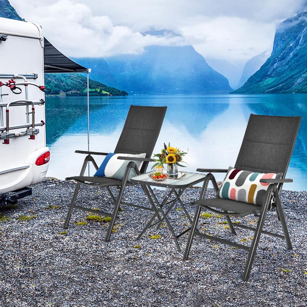 Mesa Auxiliar Cuadrada Plegable Portátil De Cristal Para Terraza De 46 5 Cm Con Estructura De Metal Bandeja De Cristal Templado Mesa Baja