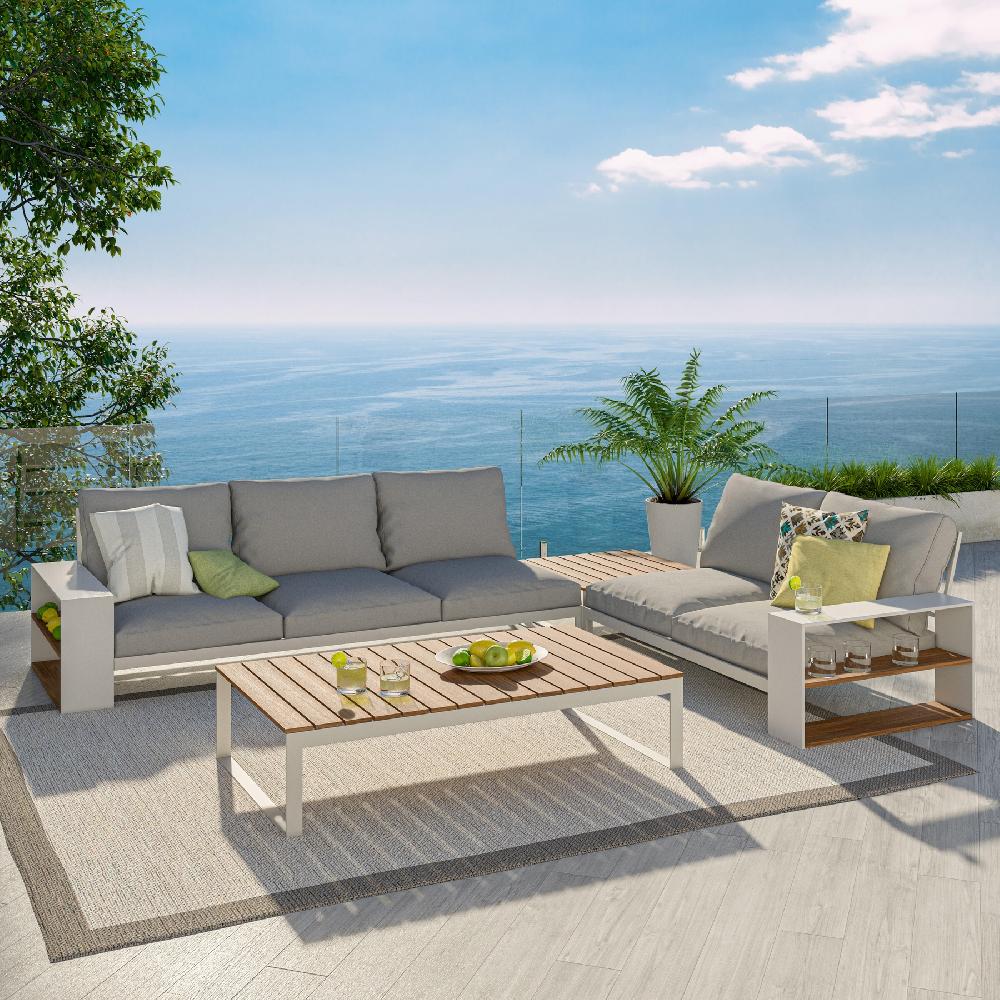 Mesa auxiliar de exterior de aluminio Surrey blanco de 70x20x70 cm