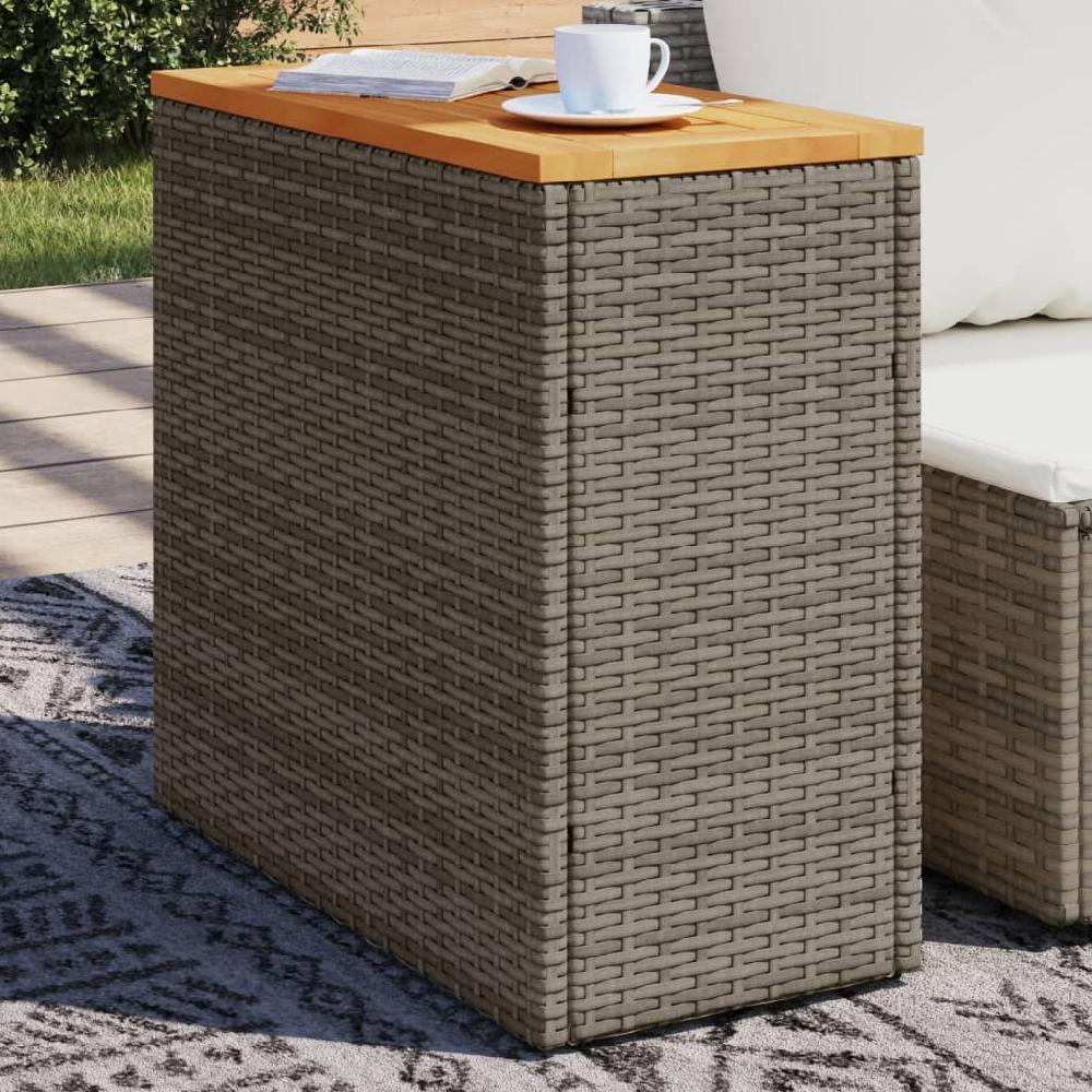 Mesa auxiliar de jardín con tapa de madera gris 58x27 5x55 cm