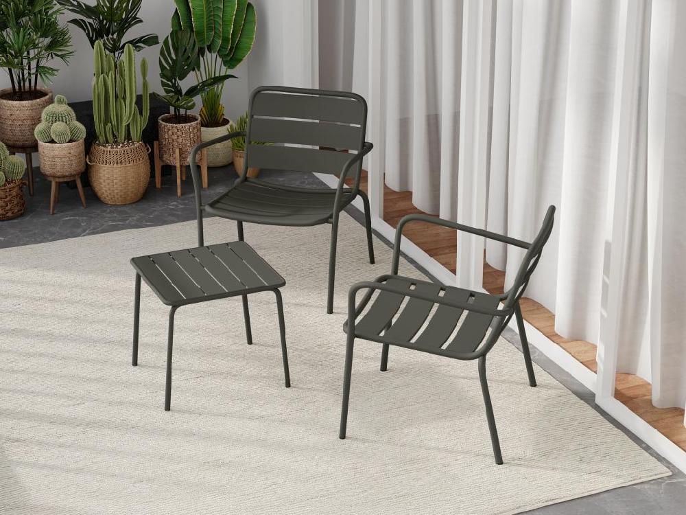 Mesa Auxiliar De Jardín Cuadrada De Metal - Gris Antracita - MIRMANDE De MYLIA