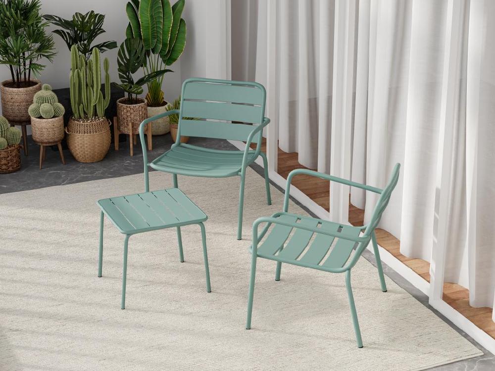 Mesa Auxiliar De Jardín De Metal Cuadrada - Verde Almendra - MIRMANDE De MYLIA