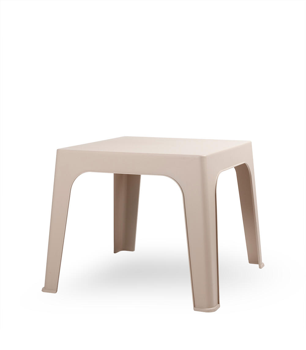 Mesa auxiliar de jardín de polipropileno reciclado Mónaco beige de 50x45x50 cm