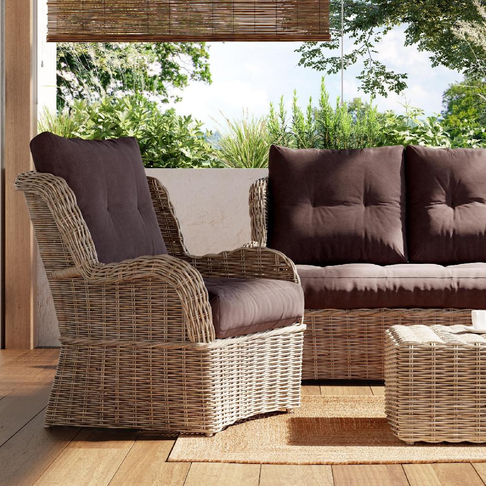 Mesa Auxiliar De Jardín De Ratán Natural Barry Koboo Marrón De 60x32x110 Cm