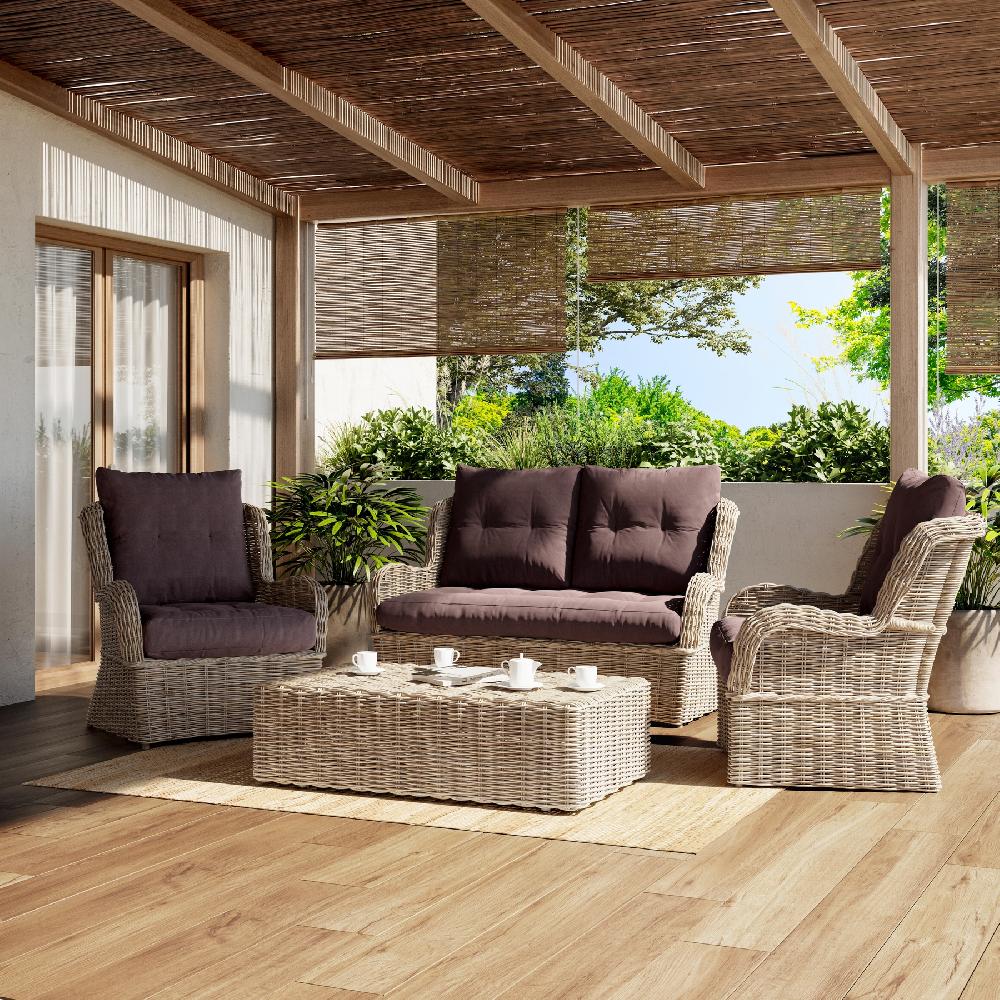 Mesa Auxiliar De Jardín De Ratán Natural Barry Koboo Marrón De 60x32x110 Cm