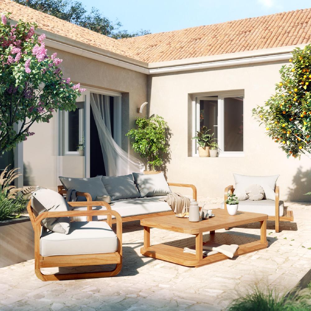 Mesa Auxiliar De Jardín NATERIAL Equateur De Teca De 140x80 Cm