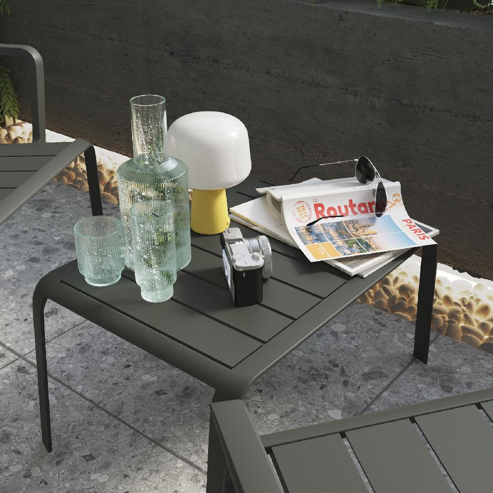 Mesa Auxiliar De Jardín NATERIAL Idaho De Aluminio Verde De 59x41x30 Cm