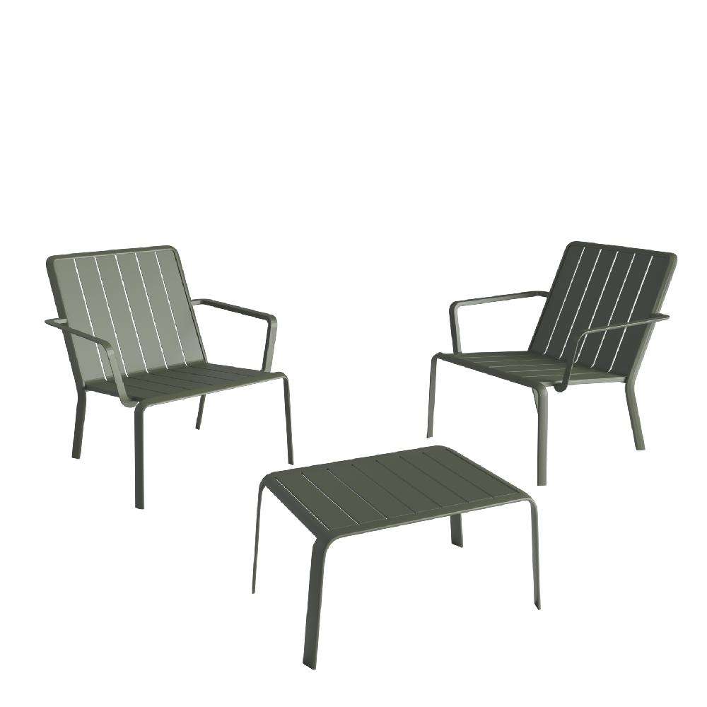 Mesa Auxiliar De Jardín NATERIAL Idaho De Aluminio Verde De 59x41x30 Cm