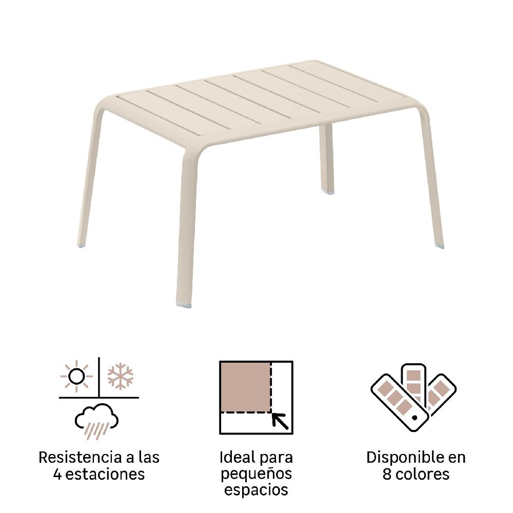 Mesa Auxiliar De Jardín NATERIAL Idaho De Aluminio Beige De 59x41x30 Cm