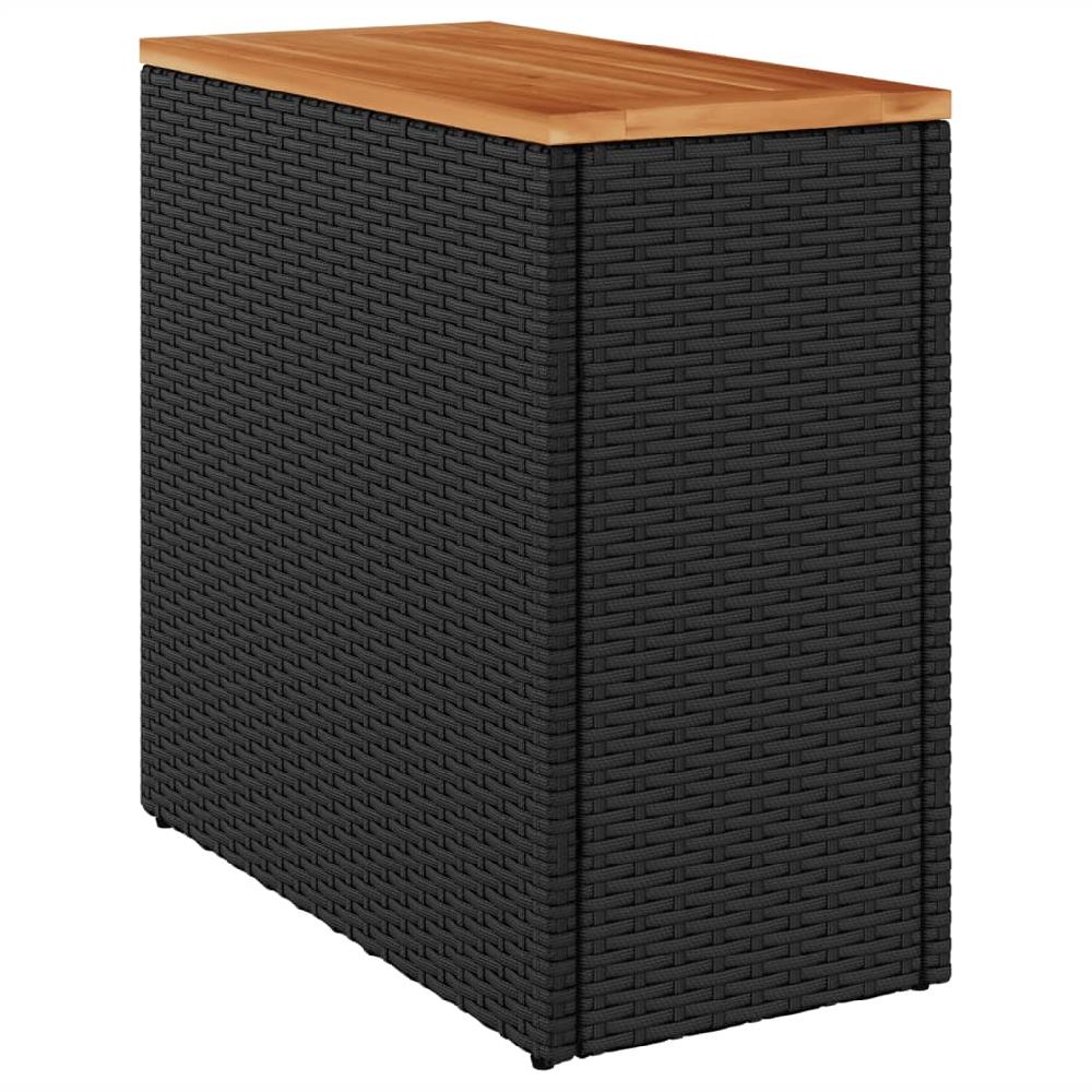 Mesa Auxiliar De Jardín Tapa De Madera Negra 58x27 5x55 Cm